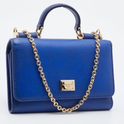 Dolce & Gabbana Blue Leather Miss Sicily Von Wallet on Chain
