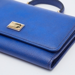 Dolce & Gabbana Blue Leather Miss Sicily Von Wallet on Chain