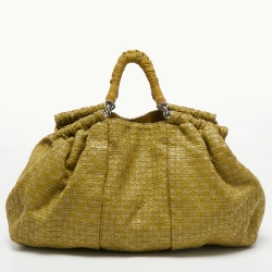 Pre Owned Dolce & Gabbana Green Woven Leather Miss Lexington Hobo