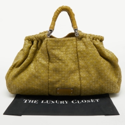 Pre Owned Dolce & Gabbana Green Woven Leather Miss Lexington Hobo