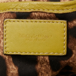 Pre Owned Dolce & Gabbana Green Woven Leather Miss Lexington Hobo