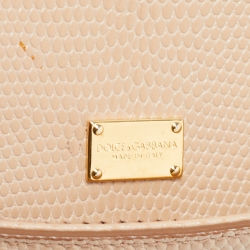 Pre Owned Dolce & Gabbana Beige Iguana Embossed Leather Medium Miss Sicily Top Handle Bag