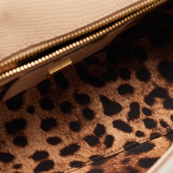 Pre Owned Dolce & Gabbana Beige Iguana Embossed Leather Medium Miss Sicily Top Handle Bag