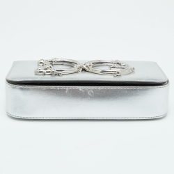 Pre Owned Dolce & Gabbana Silver Leather DG Girls Shoulder Bag