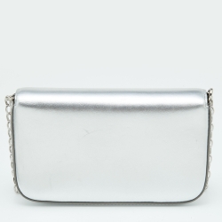 Pre Owned Dolce & Gabbana Silver Leather DG Girls Shoulder Bag