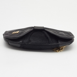 Pre Owned D&G Black Calf Hair and Leather Bubbles Chain Clutch
