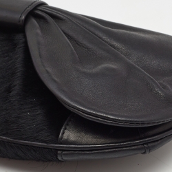 Pre Owned D&G Black Calf Hair and Leather Bubbles Chain Clutch