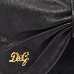 Pre Owned D&G Black Calf Hair and Leather Bubbles Chain Clutch