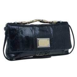 مملوكة مسبقًا حقيبة دولتشي أند غابانا جلد ثعبان سوداء بقلاب