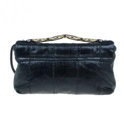 مملوكة مسبقًا حقيبة دولتشي أند غابانا جلد ثعبان سوداء بقلاب