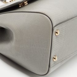مملوكة مسبقًا Dolce & Gabbana Grey Lizard Embossed Leather Medium Miss Sicily Top Handle Bag
