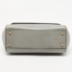 مملوكة مسبقًا Dolce & Gabbana Grey Lizard Embossed Leather Medium Miss Sicily Top Handle Bag