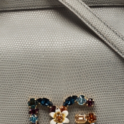 مملوكة مسبقًا Dolce & Gabbana Grey Lizard Embossed Leather Medium Miss Sicily Top Handle Bag