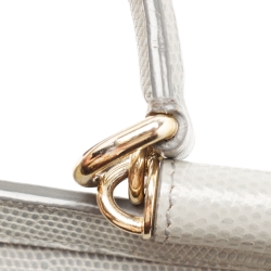 مملوكة مسبقًا Dolce & Gabbana Grey Lizard Embossed Leather Medium Miss Sicily Top Handle Bag