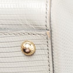 مملوكة مسبقًا Dolce & Gabbana Grey Lizard Embossed Leather Medium Miss Sicily Top Handle Bag