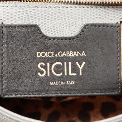 مملوكة مسبقًا Dolce & Gabbana Grey Lizard Embossed Leather Medium Miss Sicily Top Handle Bag