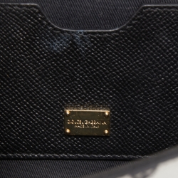 Pre Owned Dolce & Gabbana White/Black Polka Dot Leather Padlock Chain Clutch
