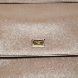 Pre Owned Dolce & Gabbana Grey Leather Medium Miss Sicily Top Handle Bag