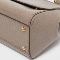 Pre Owned Dolce & Gabbana Grey Leather Medium Miss Sicily Top Handle Bag