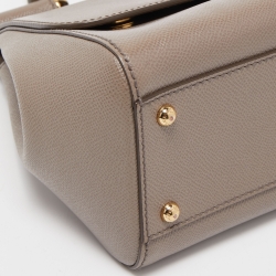 Pre Owned Dolce & Gabbana Grey Leather Medium Miss Sicily Top Handle Bag