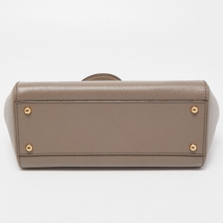 Pre Owned Dolce & Gabbana Grey Leather Medium Miss Sicily Top Handle Bag