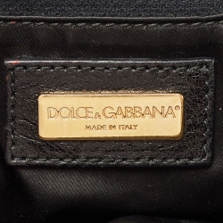 Dolce & Gabbana Blue/Black Denim And Lace Miss Rouche Distressed Satchel