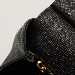 Pre Owned Dolce & Gabbana Black Leather Medium Family Patch Sicily Top Handle Bag