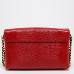Pre Owned Dolce & Gabbana Red Lizard Embossed Leather DG Millennials Shoulder Bag