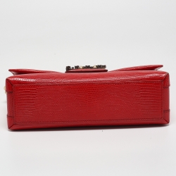 Pre Owned Dolce & Gabbana Red Lizard Embossed Leather DG Millennials Shoulder Bag