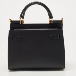 Pre Owned Dolce & Gabbana Black Leather Medium Miss Sicily 58 Top Handle Bag