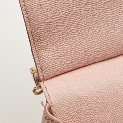 Pre Owned Dolce & Gabbana Light Pink Leather Large Miss Sicily Top Handle Bag