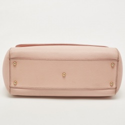 Pre Owned Dolce & Gabbana Light Pink Leather Large Miss Sicily Top Handle Bag