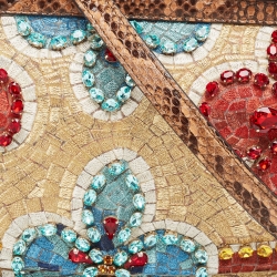 Dolce & Gabbana Multicolor Embroidered and Python Crystal Medium Miss Sicily Top Handle Bag