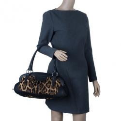 مملوكة مسبقًا Dolce And Gabanna Black Trim Leopard Print Medium Satchel