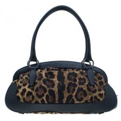 مملوكة مسبقًا Dolce And Gabanna Black Trim Leopard Print Medium Satchel