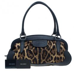 مملوكة مسبقًا Dolce And Gabanna Black Trim Leopard Print Medium Satchel