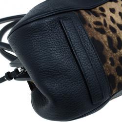 مملوكة مسبقًا Dolce And Gabanna Black Trim Leopard Print Medium Satchel