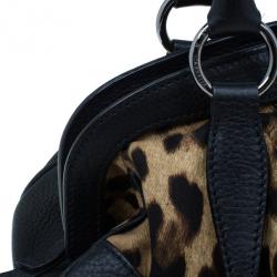 مملوكة مسبقًا Dolce And Gabanna Black Trim Leopard Print Medium Satchel