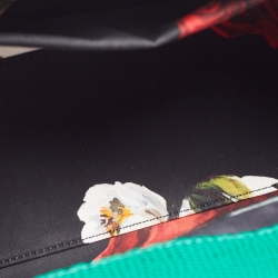 Pre Owned Dolce & Gabbana Green Lizard Embossed Leather Crystal DG Logo Medium Miss Sicily Bag