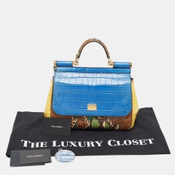 Pre Owned Dolce & Gabbana Multicolor Leather, Croc and Python Medium Miss Sicily Top Handle Bag