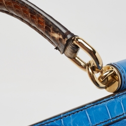 Pre Owned Dolce & Gabbana Multicolor Leather, Croc and Python Medium Miss Sicily Top Handle Bag