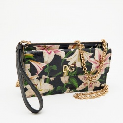 مملوكة مسبقًا Dolce & Gabbana Multicolor Floral Print Leather Flap Chain Crossbody Bag