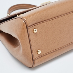 Pre Owned Dolce & Gabbana Brown Leather Medium Miss Sicily Top Handle Bag