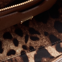 Pre Owned Dolce & Gabbana Brown Leather Medium Miss Sicily Top Handle Bag