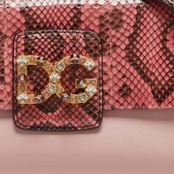 Pre Owned Dolce & Gabbana Pink Leather And Snakeskin DG Millenials Crossbody Bag