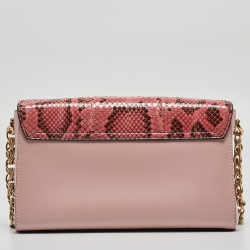 Pre Owned Dolce & Gabbana Pink Leather And Snakeskin DG Millenials Crossbody Bag