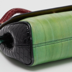 Dolce & Gabbana Multicolor Eel Leather and Croc Limited Edition Small Miss Sicily Top Handle Bag