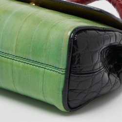 Dolce & Gabbana Multicolor Eel Leather and Croc Limited Edition Small Miss Sicily Top Handle Bag