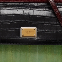 Dolce & Gabbana Multicolor Eel Leather and Croc Limited Edition Small Miss Sicily Top Handle Bag