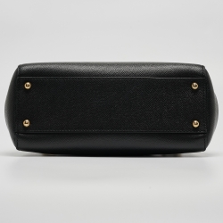 Pre Owned Dolce & Gabbana Black Leather Medium Miss Sicily Top Handle Bag